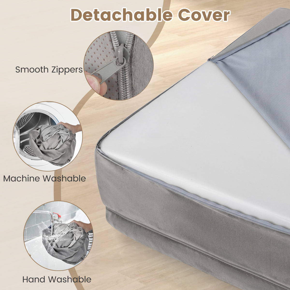 Cooling Gel Memory Foam Dog Bed with Washable Cover - 2 Colors, Medium Dogs