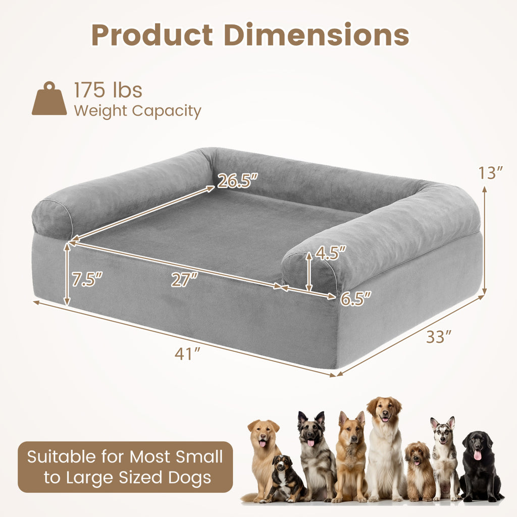 Cooling Gel Memory Foam Dog Bed with Washable Cover - 2 Colors, Medium Dogs