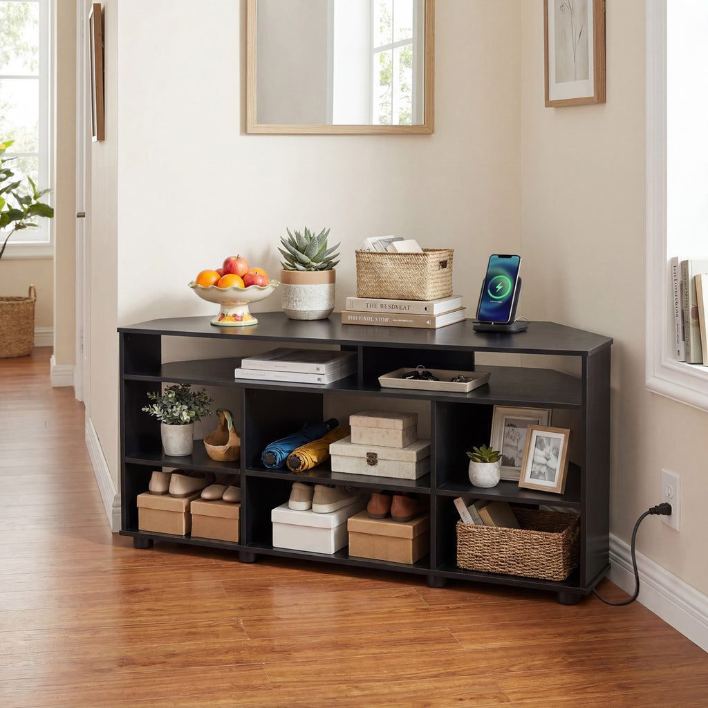 Corner TV Stand for TVs up to 55 Inch - Black