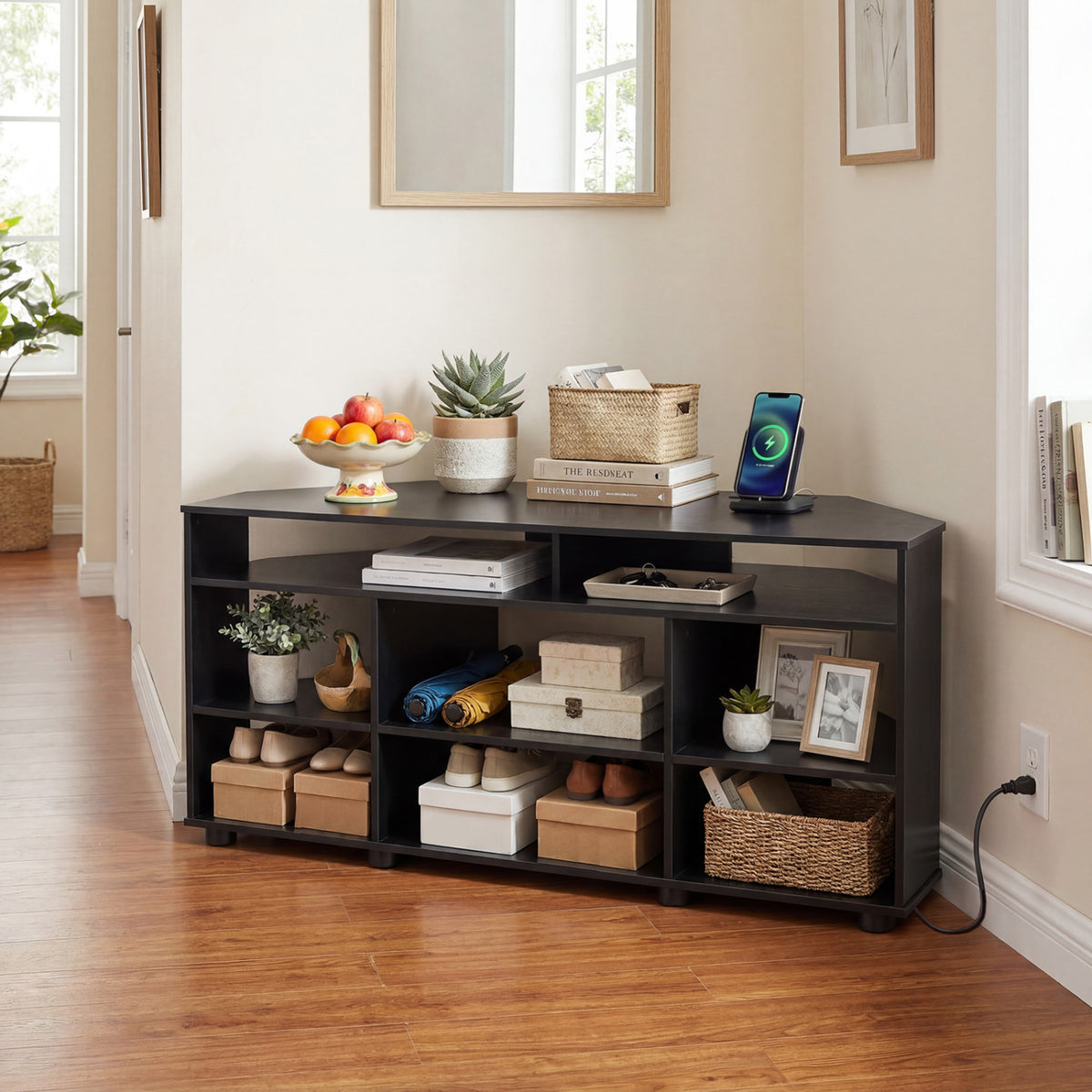 Corner TV Stand for TVs up to 55 Inch - Black