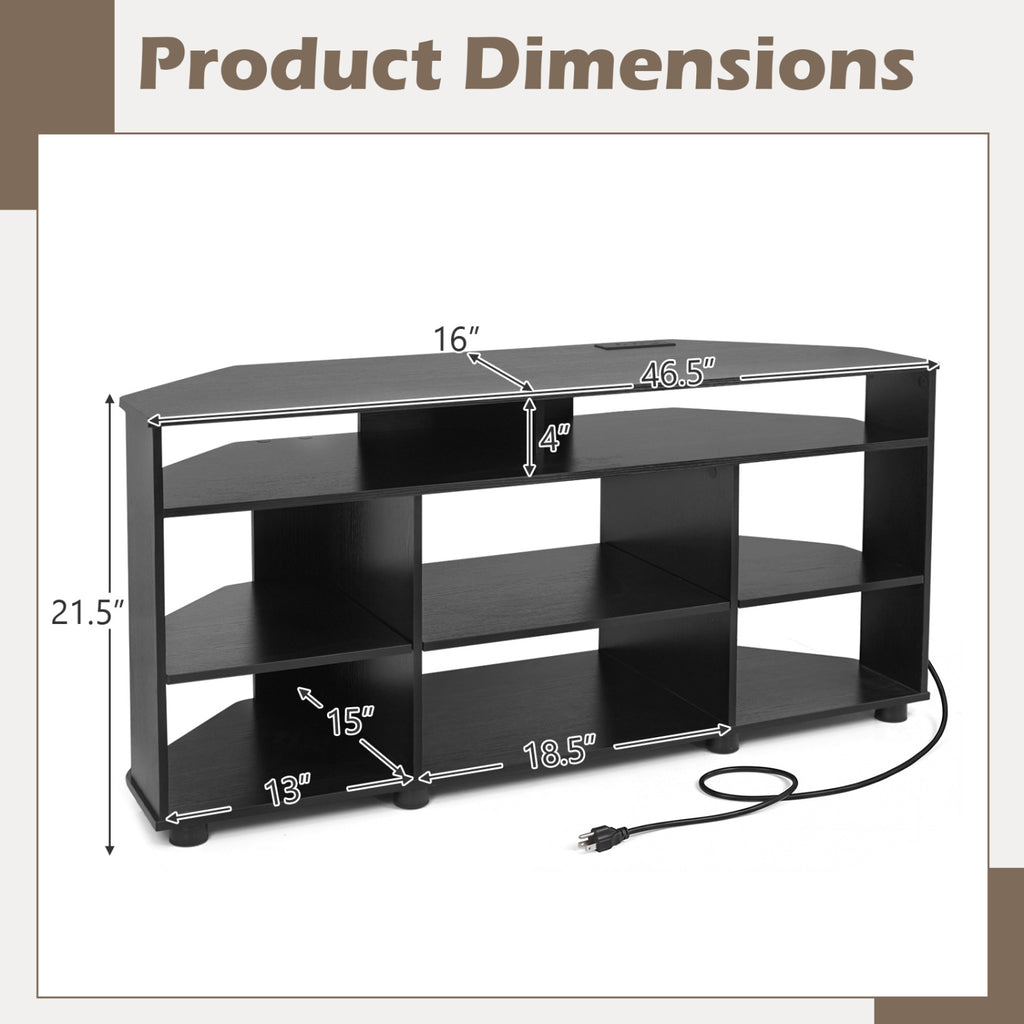 Corner TV Stand for TVs up to 55 Inch - Black