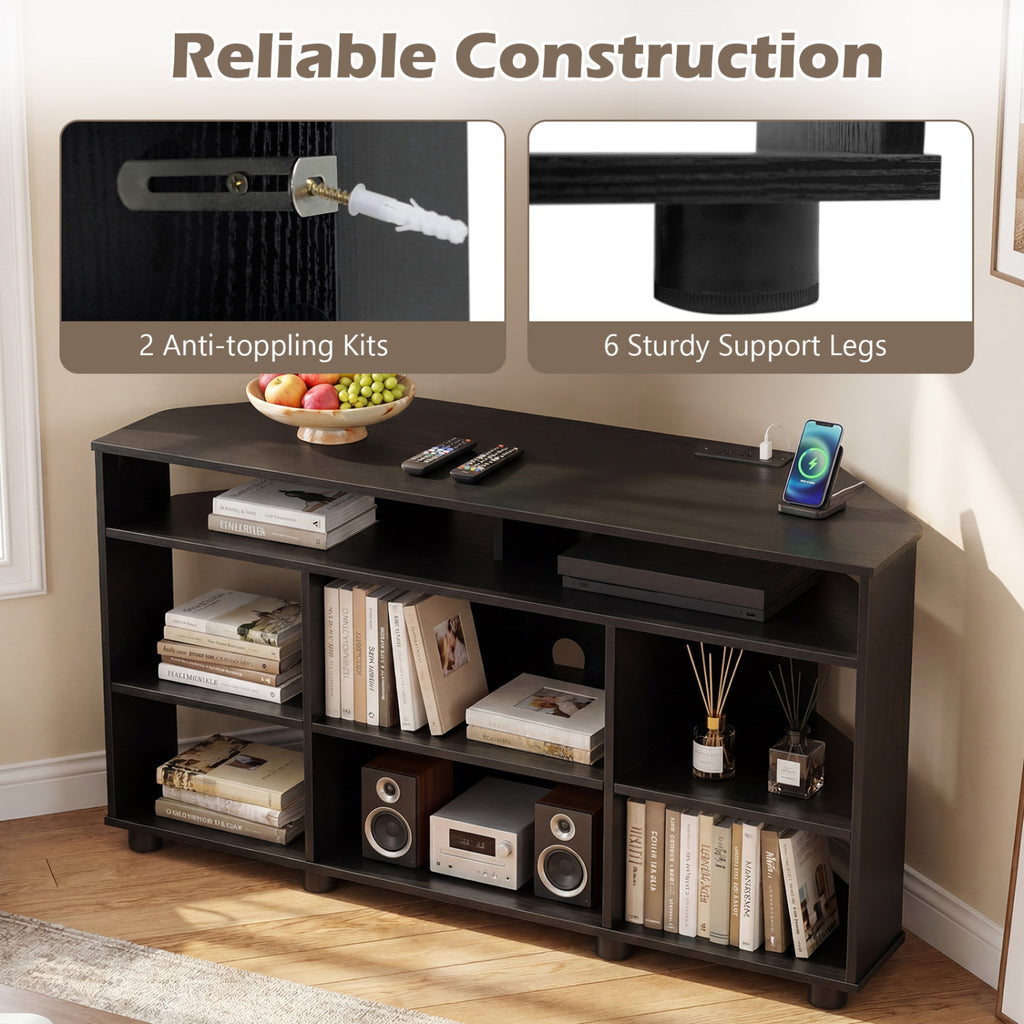 Corner TV Stand for TVs up to 55 Inch - Black