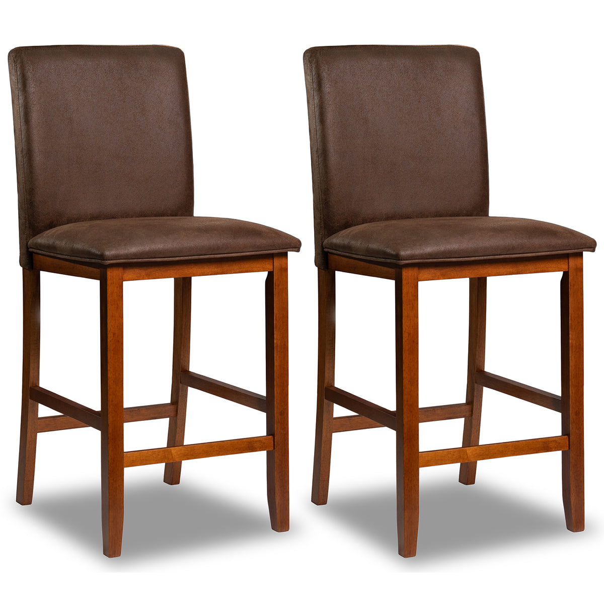 Counter Height Bar Stools Set of 2 with Back - Beige Linen