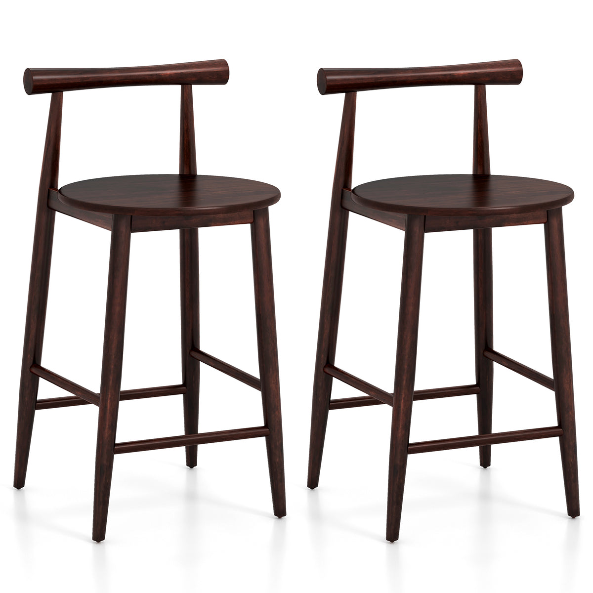 Wooden Dining Chair Set of 2 - Curved Backrest, Black