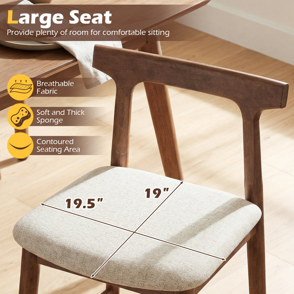 24-Inch Counter Height Bar Stools with Curved Back - Set of 2, Walnut