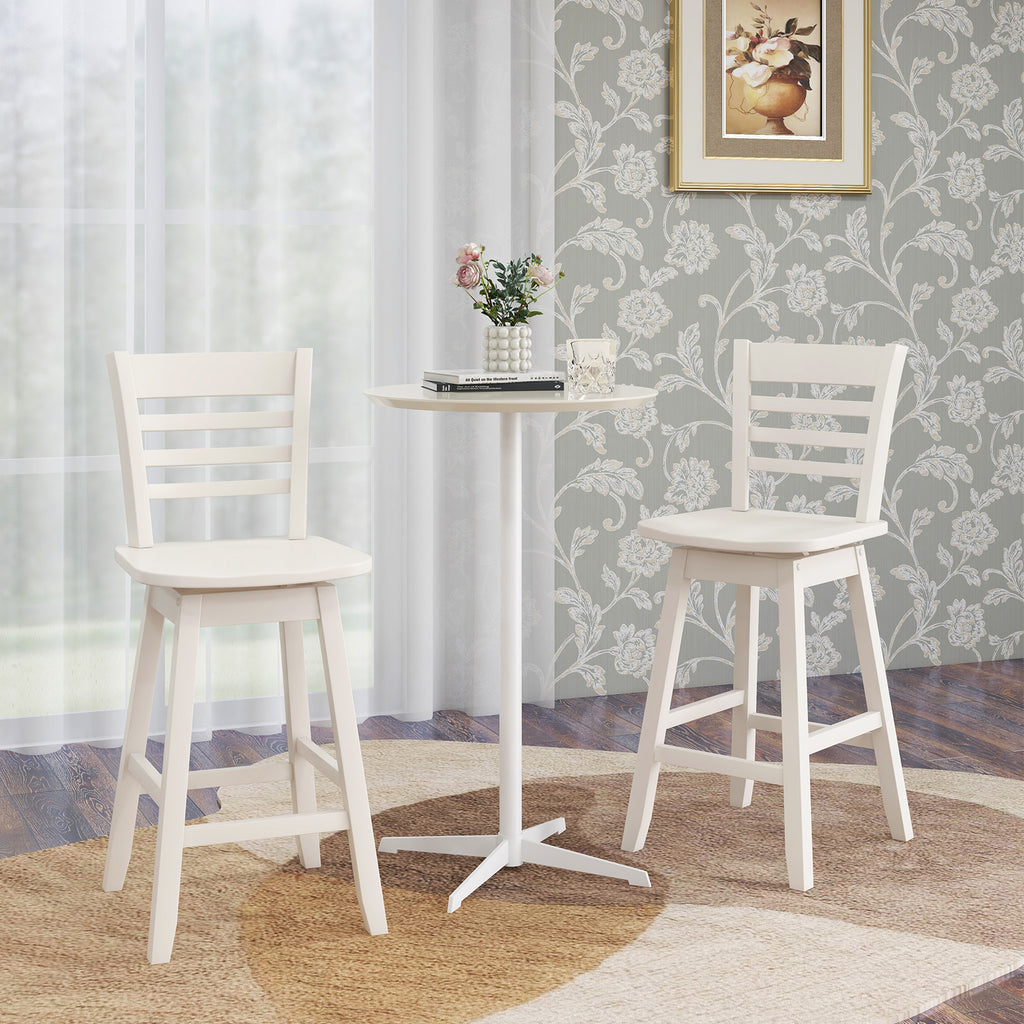 Counter Height Barstools Set of 2 – 24.5" Walnut Slat Back
