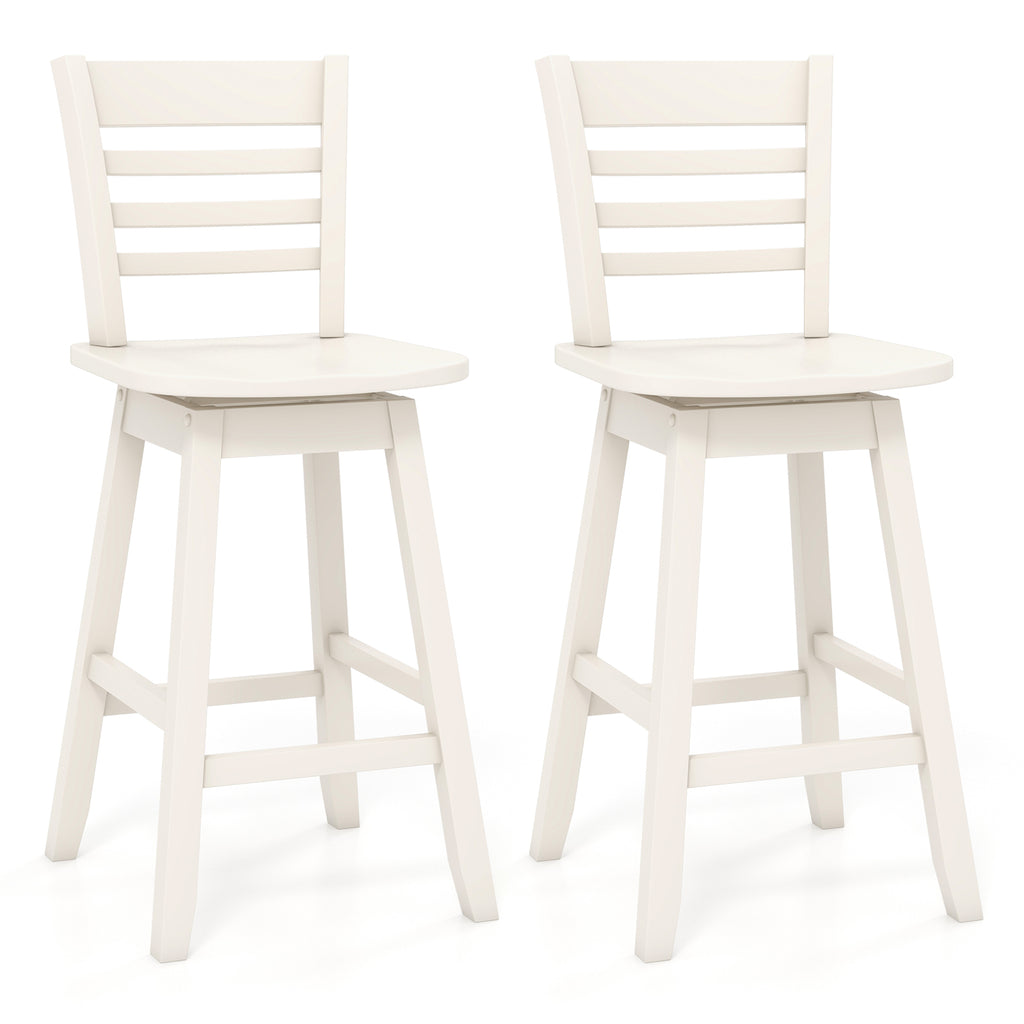 Counter Height Barstools Set of 2 – 24.5" Walnut Slat Back