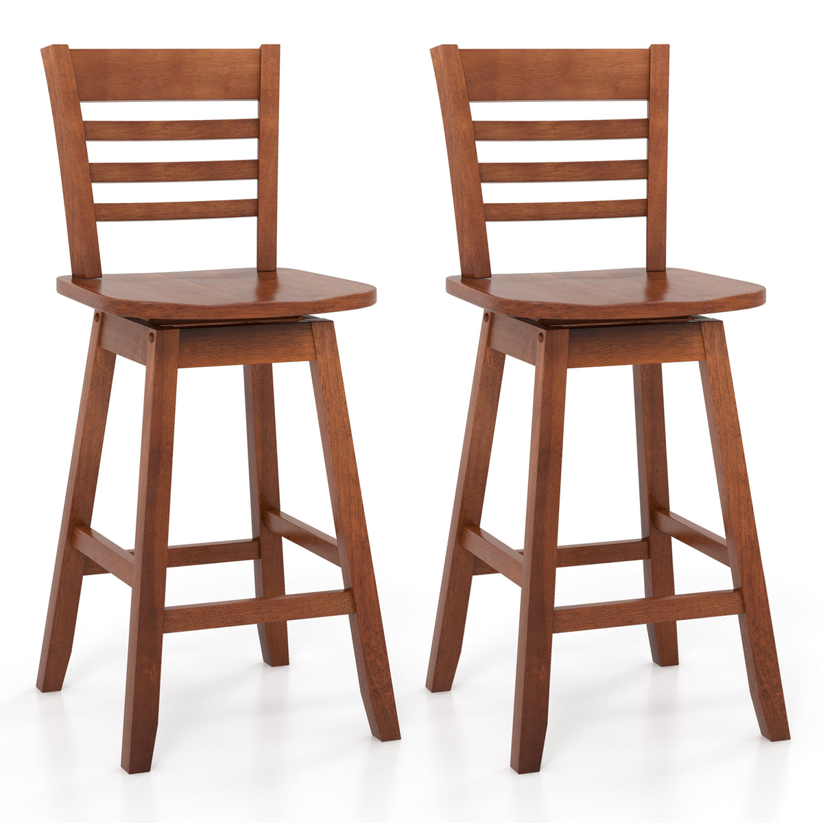 Counter Height Barstools Set of 2 – 24.5" Walnut Slat Back