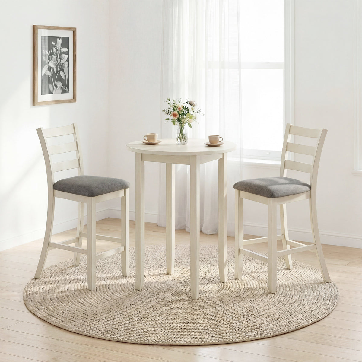 Upholstered Counter Height Barstools Set of 2 - Beige