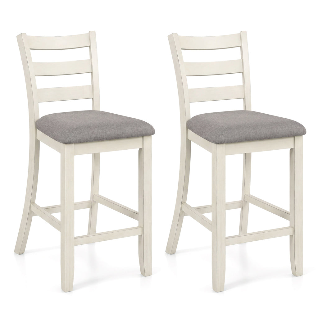 Counter Height Bar Stools Set of 2 Upholstered - Beige