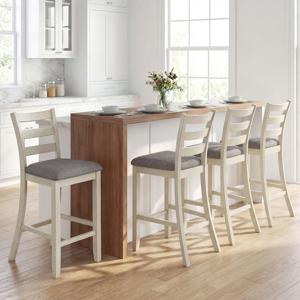 Upholstered Counter Height Barstools Set of 2 - Beige