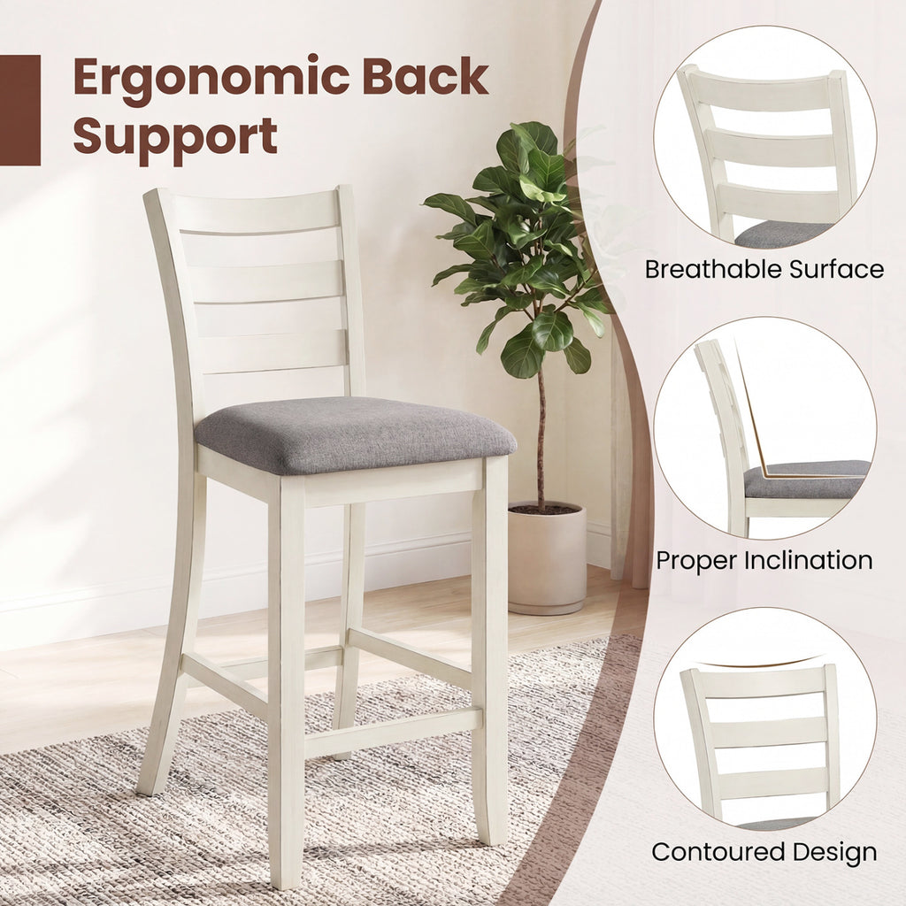 Counter Height Bar Stools Set of 2 Upholstered - Beige