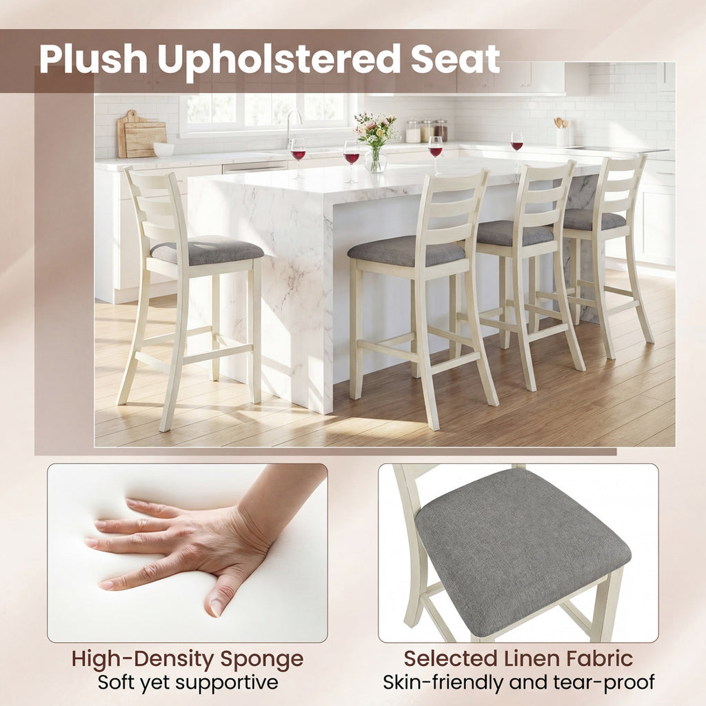 Upholstered Counter Height Barstools Set of 2 - Beige