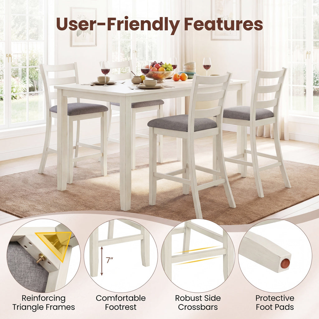 Upholstered Counter Height Barstools Set of 2 - Beige