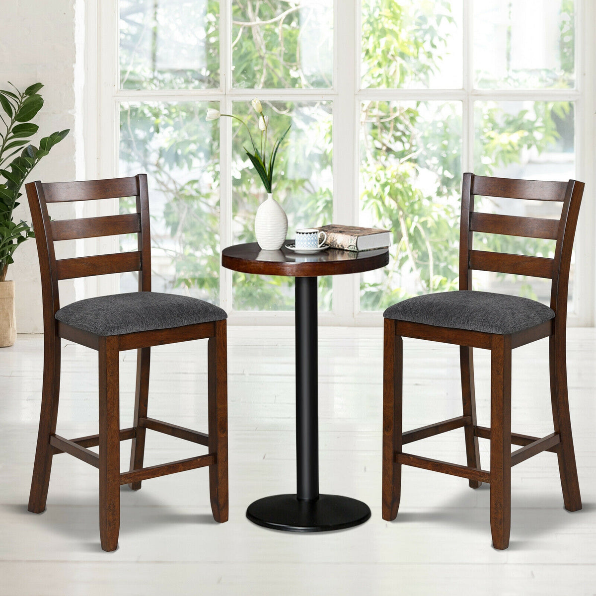 Upholstered Counter Height Barstools Set of 2 - Beige