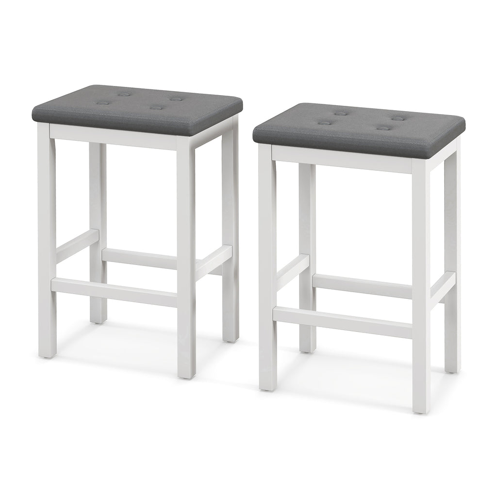 24 Inch Bar Stools with Padded Seat & Footrest - Brown