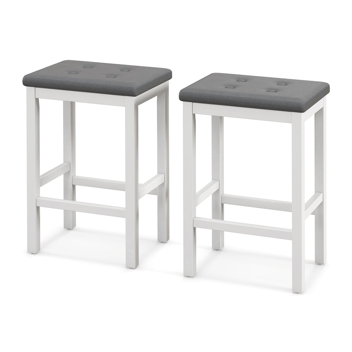 24 Inch Bar Stools with Padded Seat & Footrest - Brown