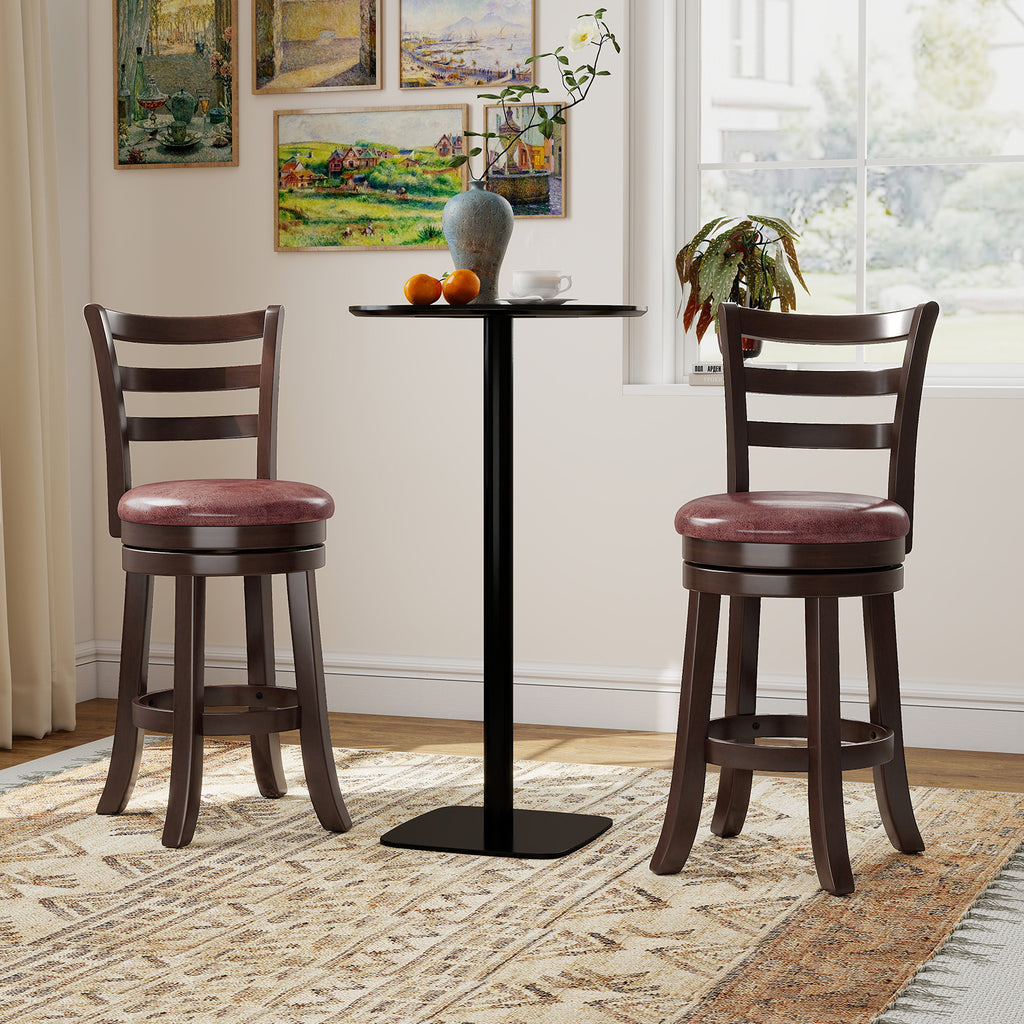 Counter Height Swivel Barstools Set of 2, Horizontal Slat Back, 24 inches
