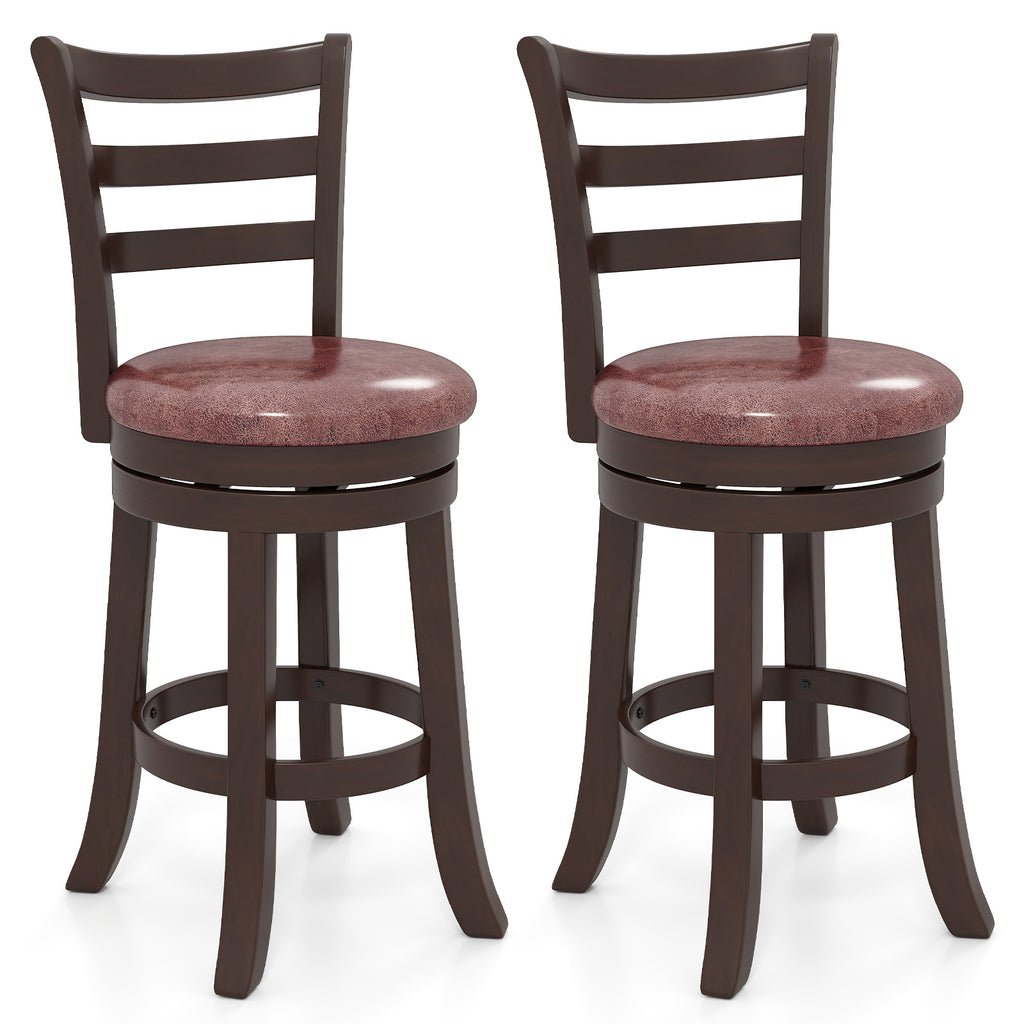 Counter Height Swivel Barstools Set of 2, Horizontal Slat Back, 24 inches