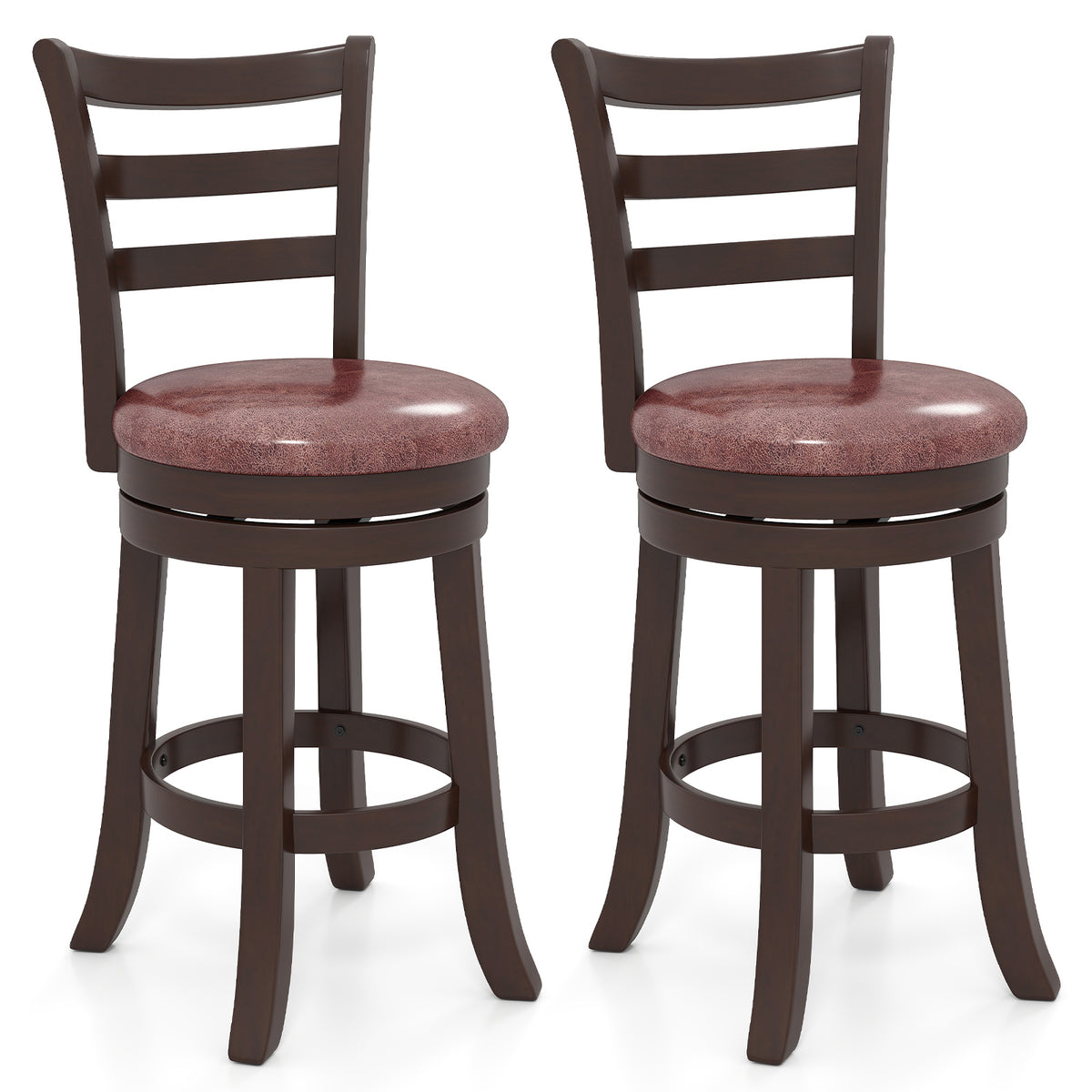 Counter Height Swivel Barstools Set of 2, Horizontal Slat Back, 24 inches