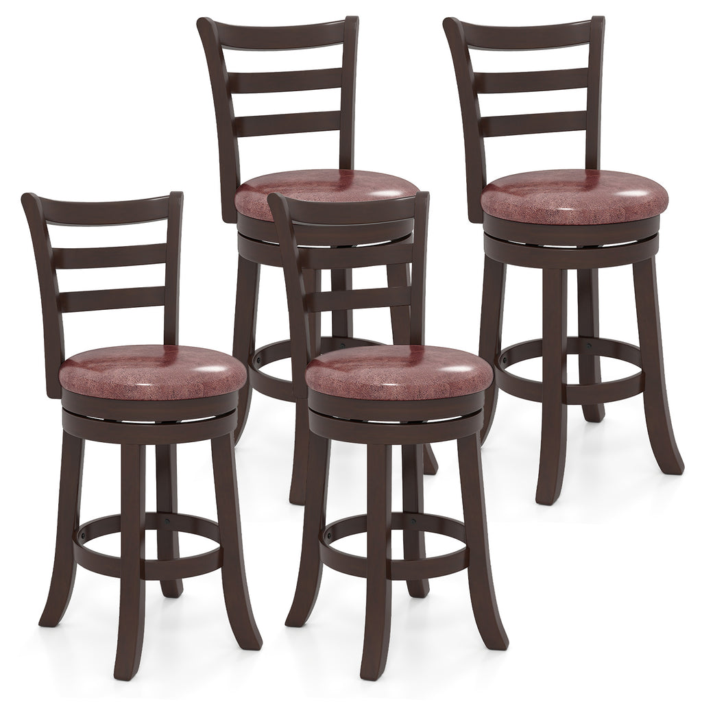 Counter Height Swivel Barstools Set of 2, Horizontal Slat Back, 24 inches
