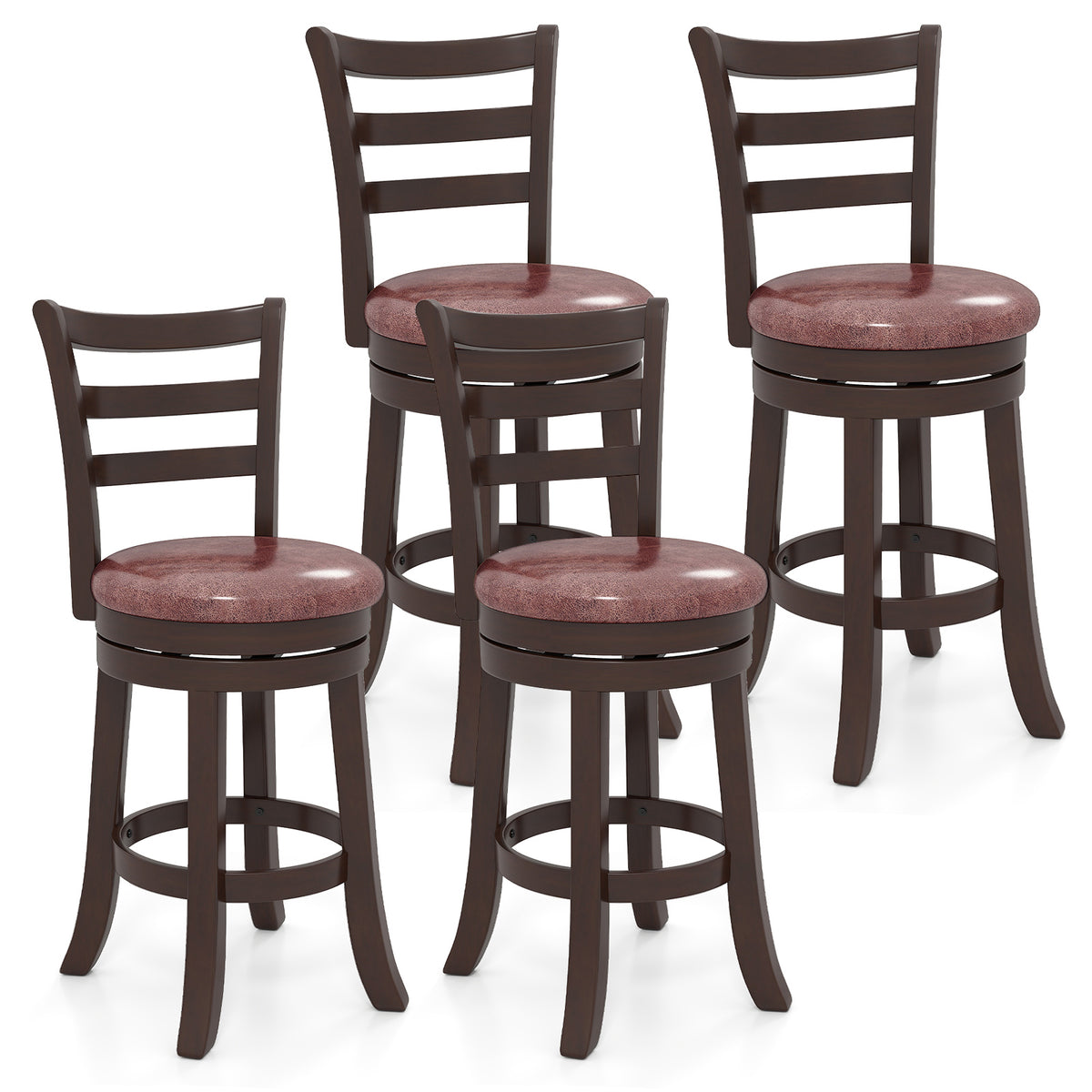 Counter Height Swivel Barstools Set of 2, Horizontal Slat Back, 24 inches