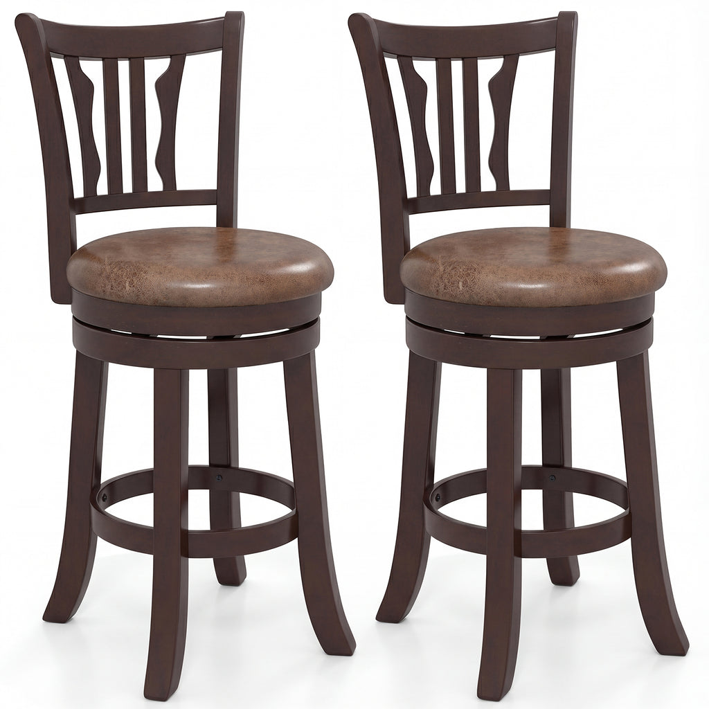 Counter Height Swivel Bar Stools Set of 2 - Abstract Pattern Back, 24"