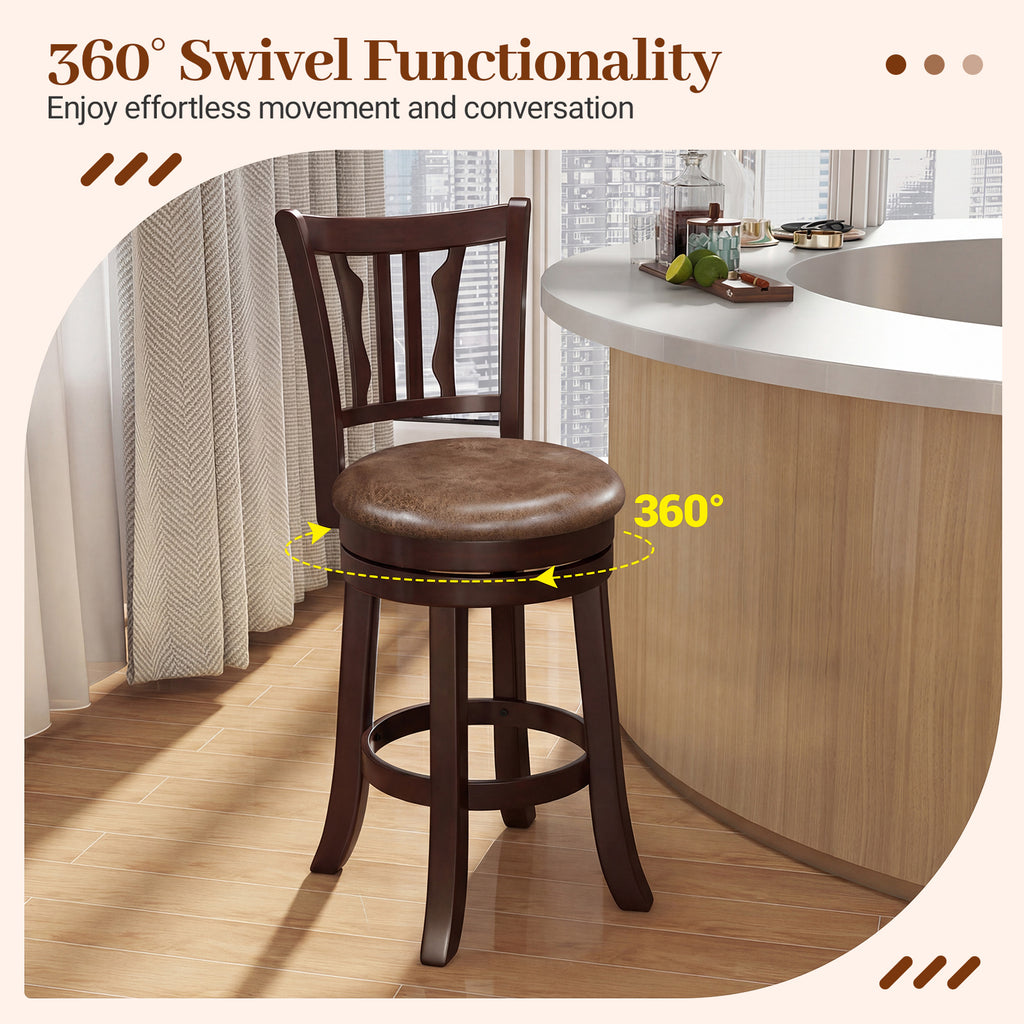 Counter Height Swivel Bar Stools Set of 2 - Abstract Pattern Back, 24"