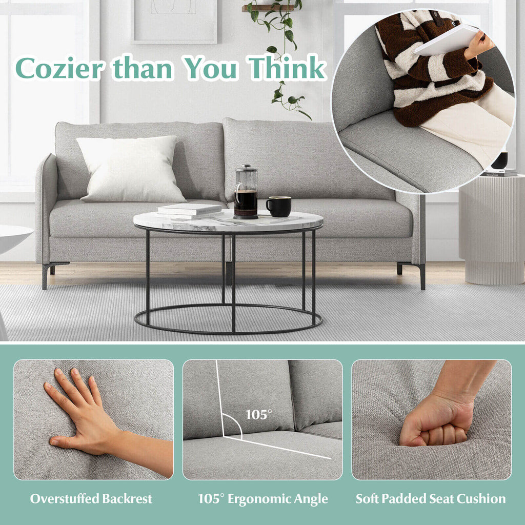 Modern 76 Inch Loveseat Sofa Couch, Gray