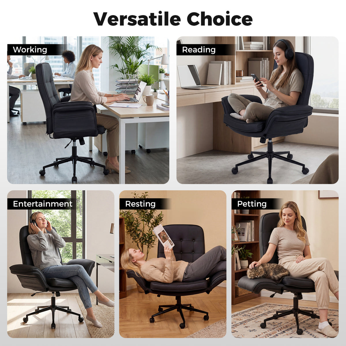 Criss Cross Chair Adjustable Swivel Vanity with 5-Position Armrests