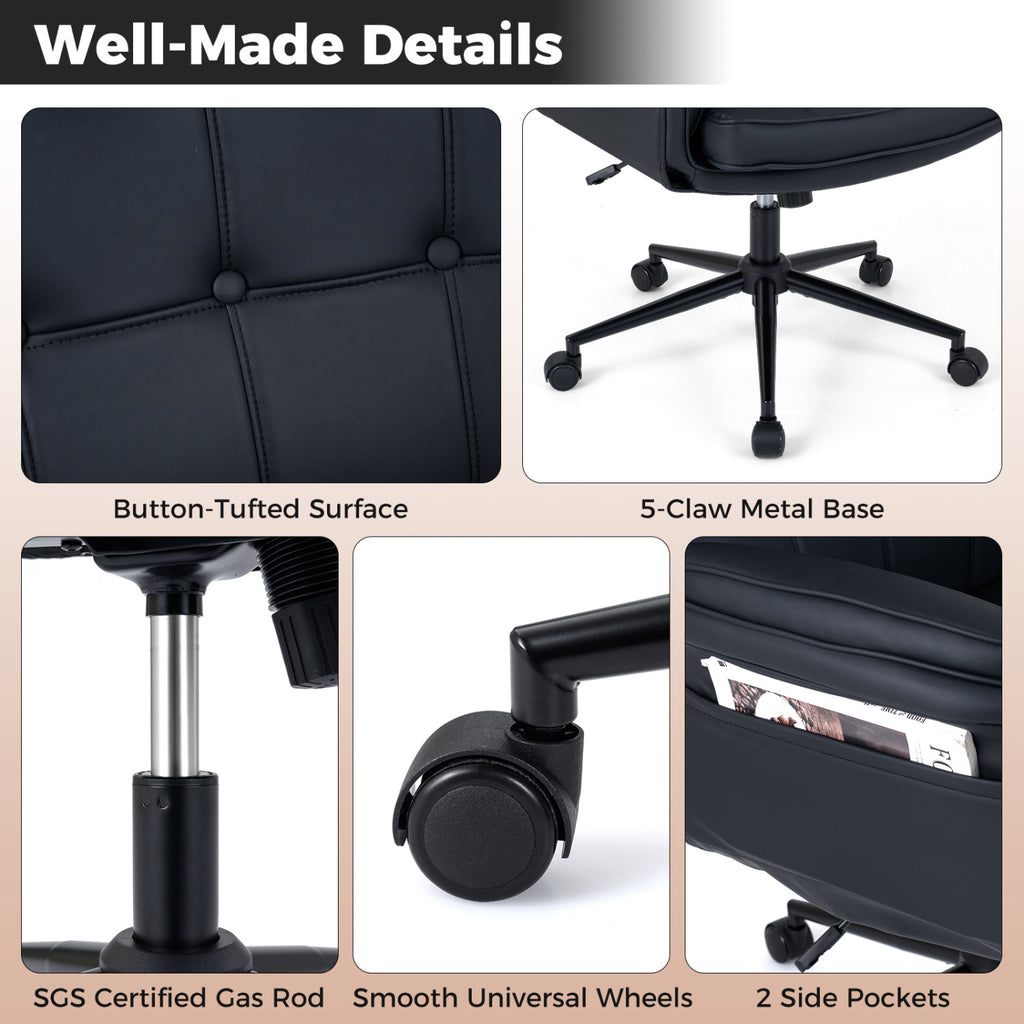Criss Cross Chair Adjustable Swivel Vanity with 5-Position Armrests