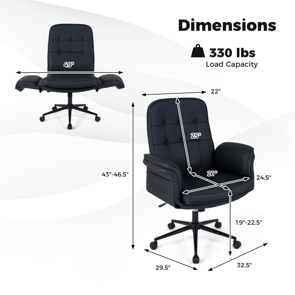 Criss Cross Chair Adjustable Swivel Vanity with 5-Position Armrests