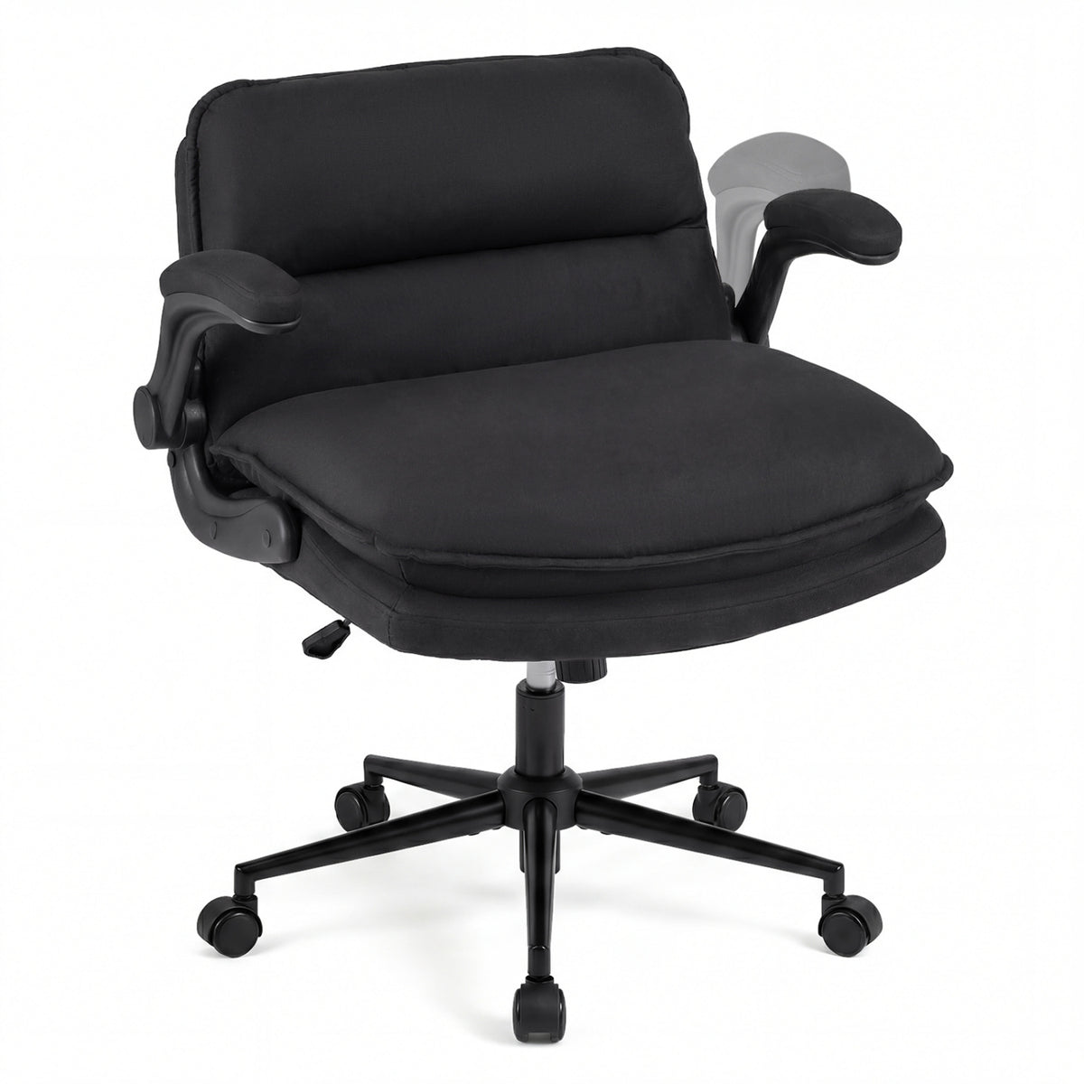 Criss Cross Chair with Armrests on Wheels - Adjustable Height, Gray
