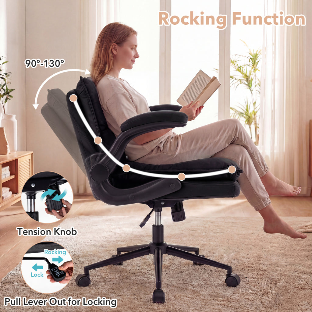 Criss Cross Chair with Armrests on Wheels - Adjustable Height, Gray