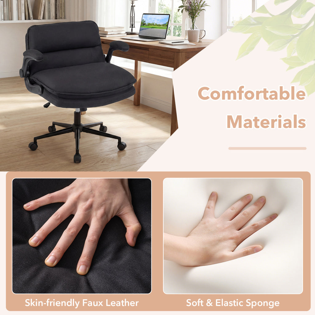 Criss Cross Chair with Armrests on Wheels - Adjustable Height, Gray