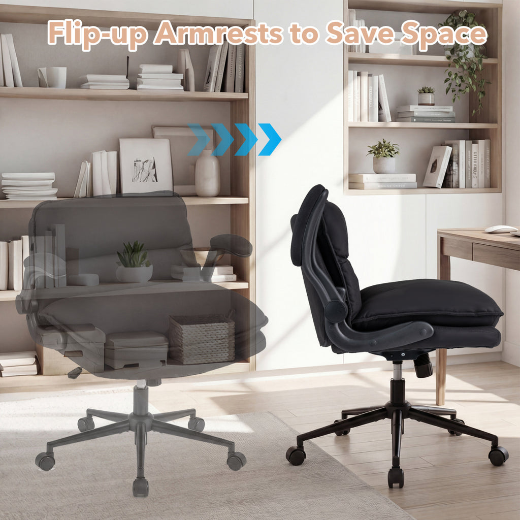 Criss Cross Chair with Armrests on Wheels - Adjustable Height, Gray