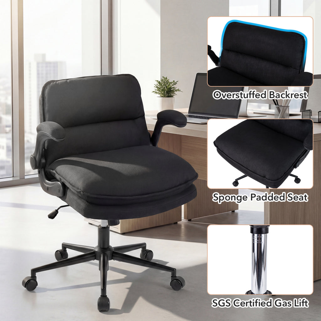 Criss Cross Chair with Armrests on Wheels - Adjustable Height, Gray