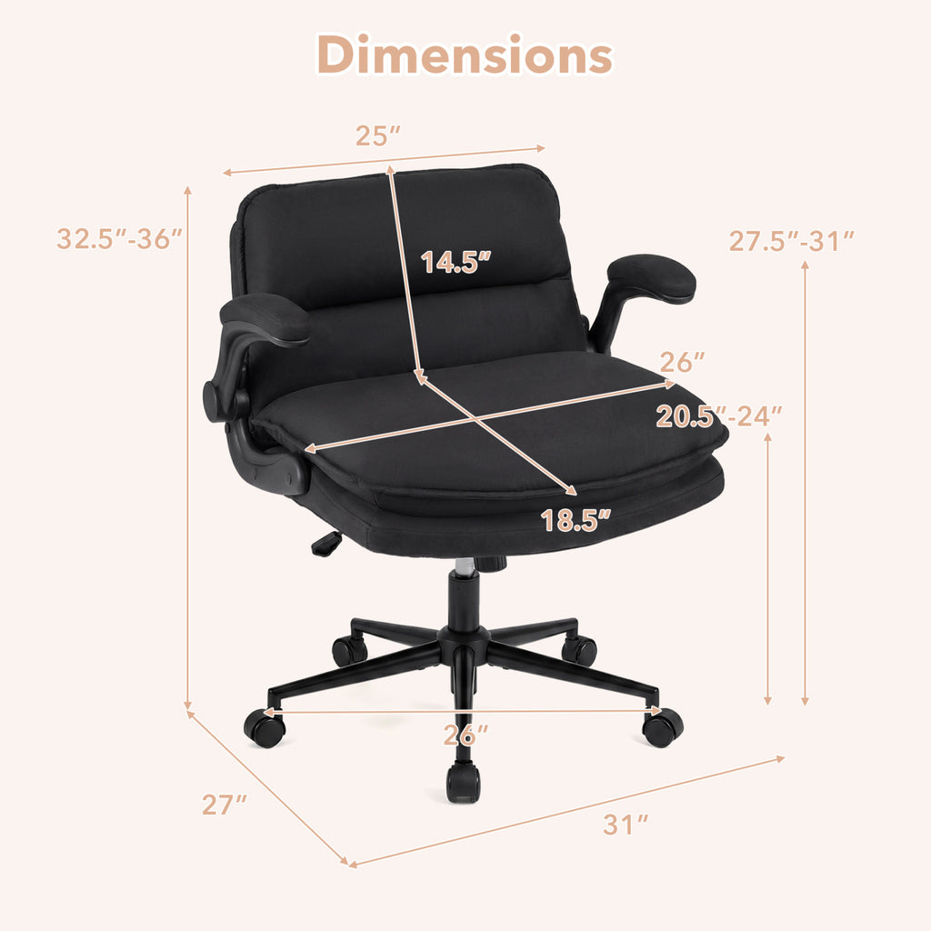 Criss Cross Chair with Armrests on Wheels - Adjustable Height, Gray