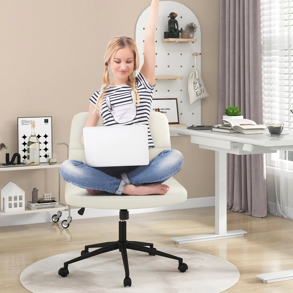 Height-adjustable Armless Desk Chair with Wheels for Home Office Make