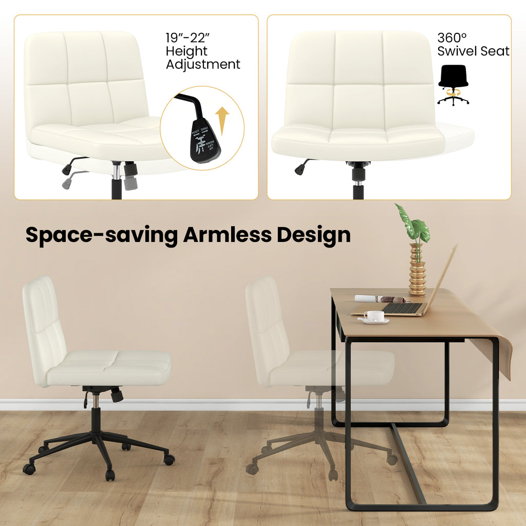 Height-adjustable Armless Desk Chair with Wheels for Home Office Make