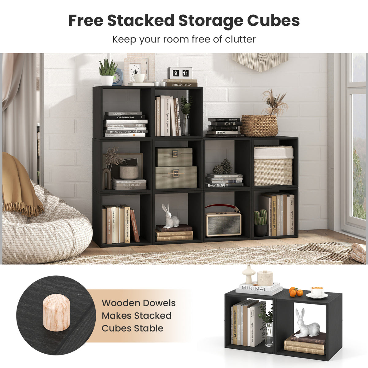 Cube Storage Organizer Set of 2 for Living Room Bedroom Study