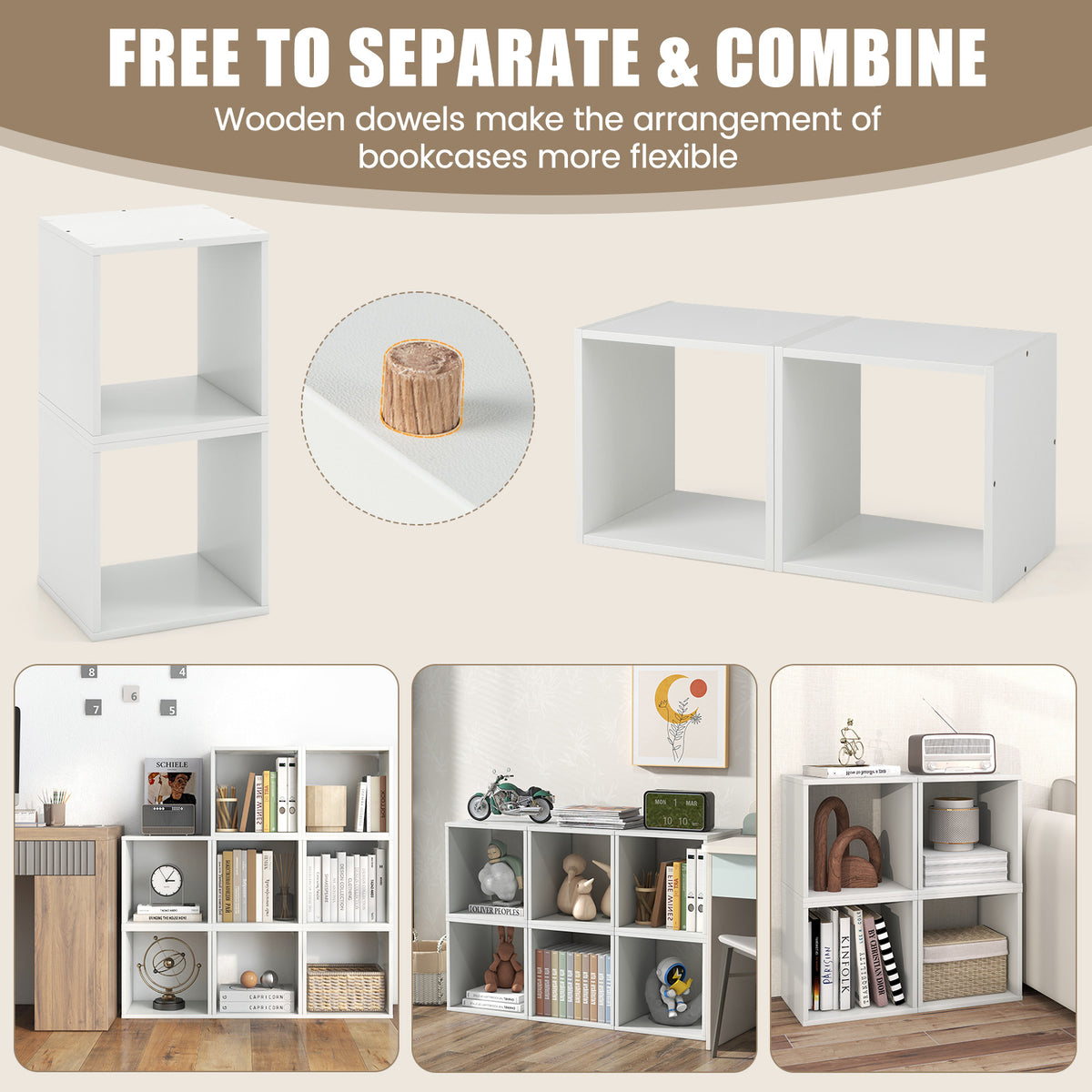 Cube Storage Organizer Set of 2, White - 2×1