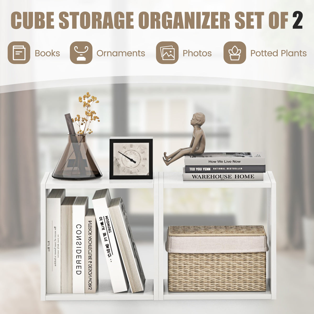 Cube Storage Organizer Set of 2, White - 2×1