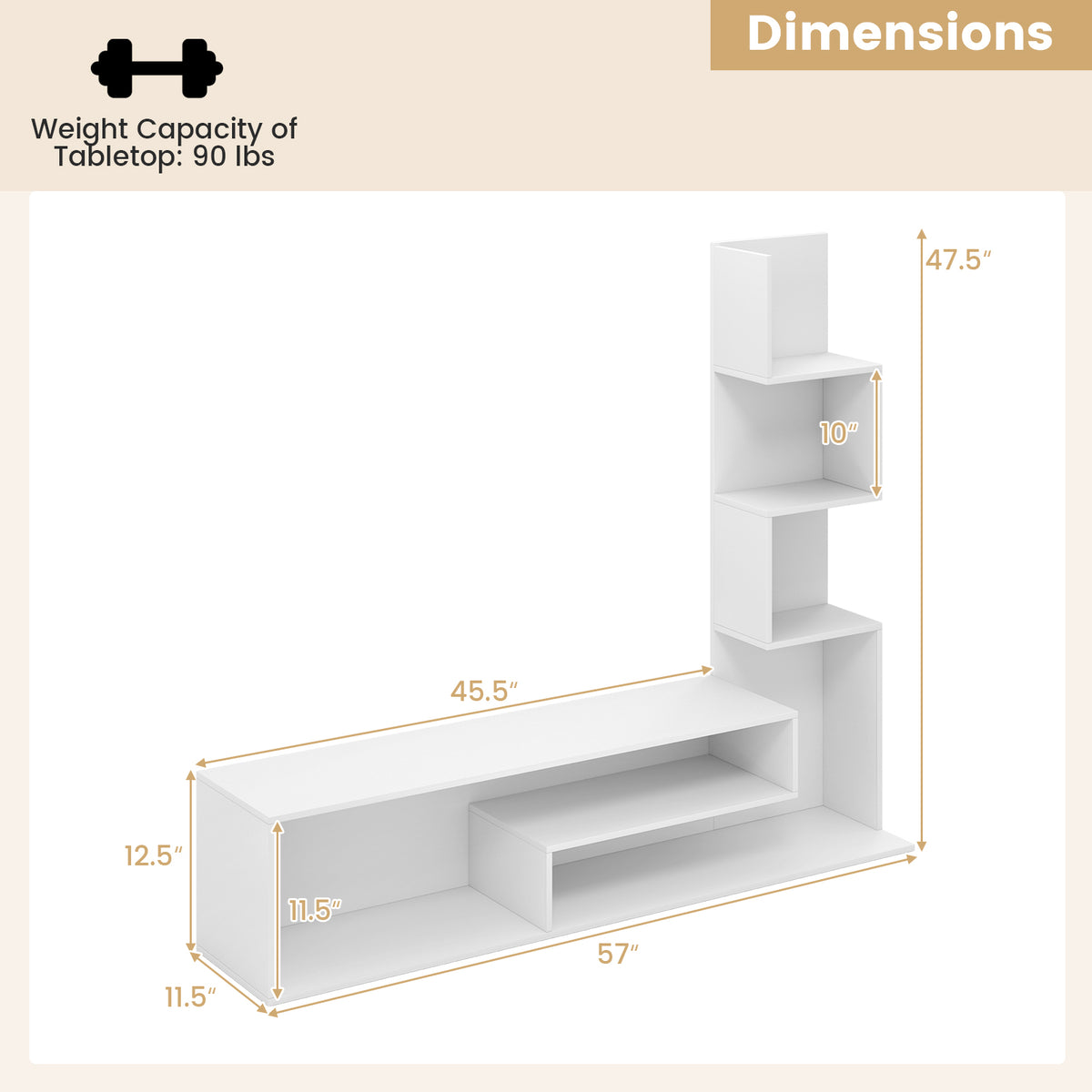 Cube TV Stand for TVs up to 50 Inch – White