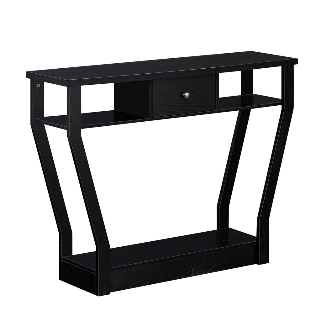 Console Hall Table with Storage Drawer and Shelf - Black