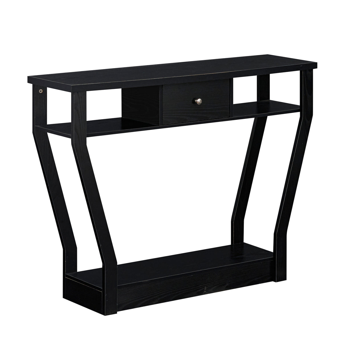 Console Hall Table with Storage Drawer and Shelf - Black