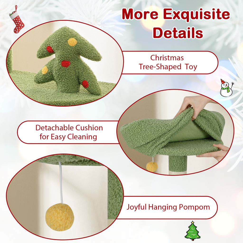 Christmas Cat Tree with Sisal Posts & Gift Box Condo - Green