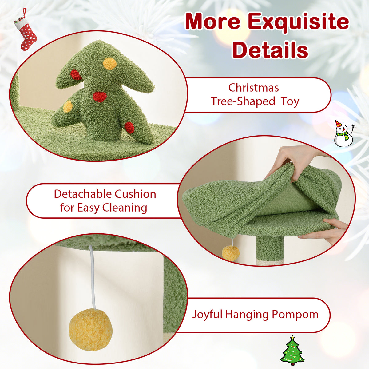 Christmas Cat Tree with Sisal Posts & Gift Box Condo - Green