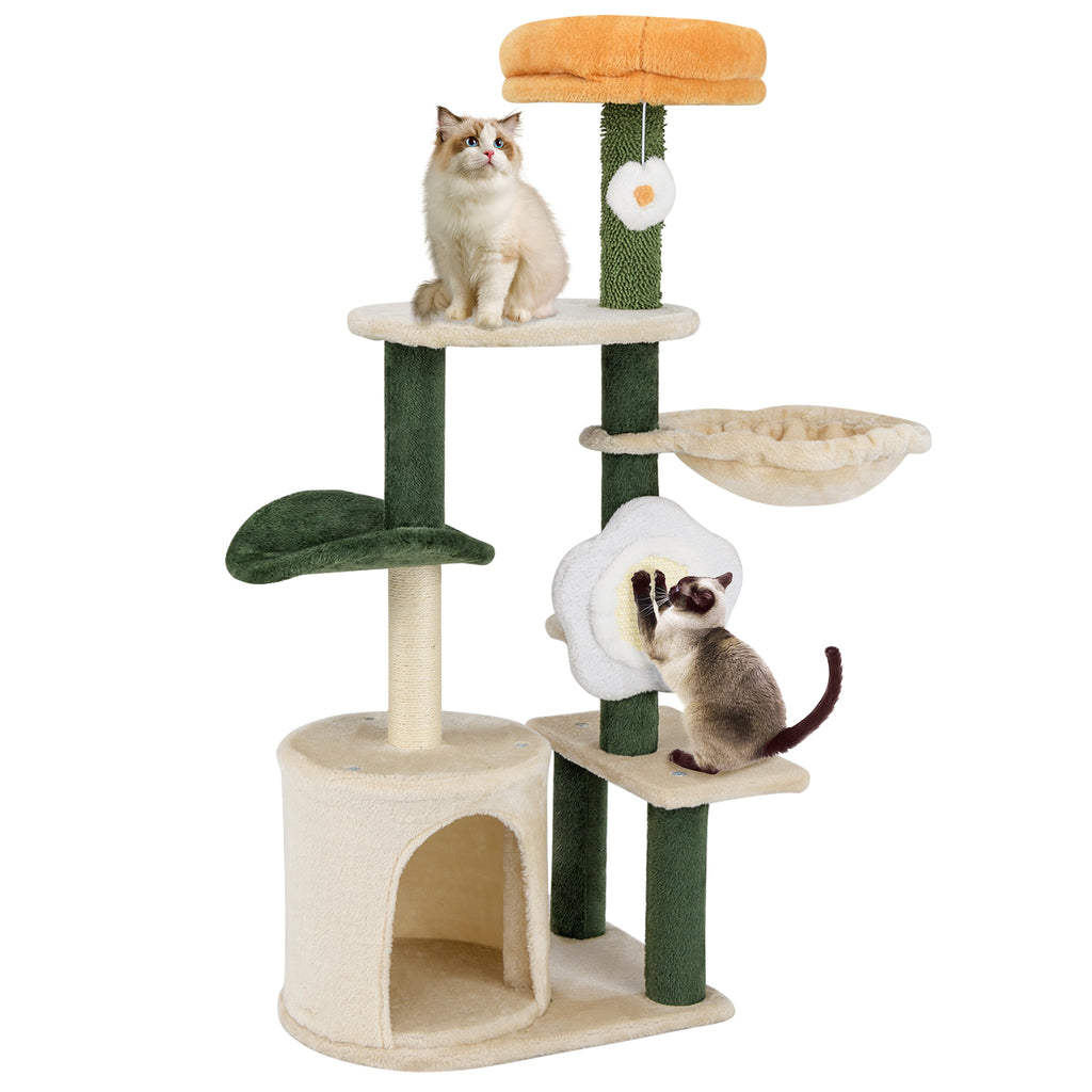 Cute Flower Cat Tree with Plush Top Perch - Multicolor Variation