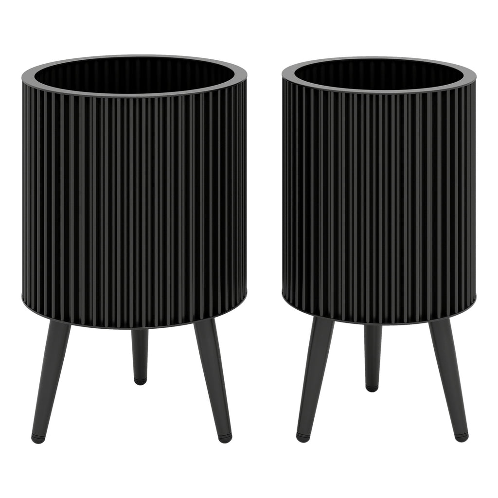 Decorative Flower Pots with Stand and Drainage Holes Set of 2